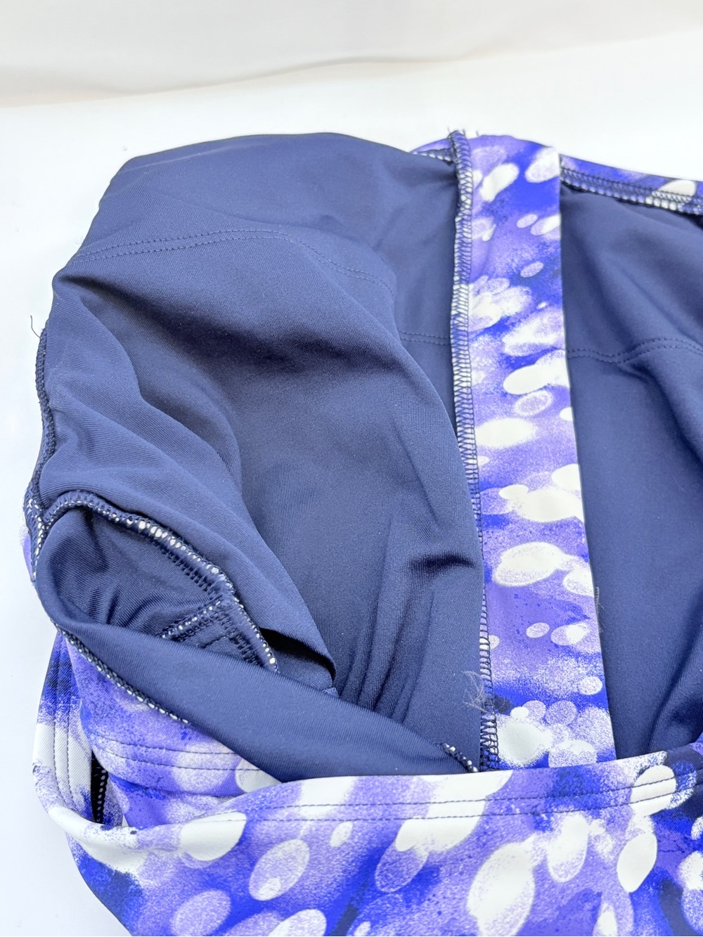 Lands' End Purple White Dotted Front-Zip Printed One-Piece Swimsuit Size M 10-12 - Picture 6 of 9